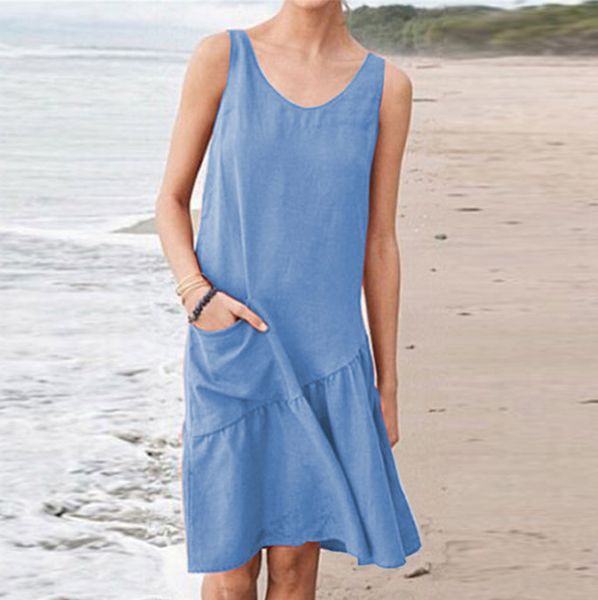 simple ladies sleeveless casual dresses women summer o neck solid pockets pleated dress plus size clothes vestidos verano 2019, Black;gray
simple ladies sleeveless casual dresses women summer o neck solid pockets pleated dress plus size clothes vestidos verano 2019, Black;gray