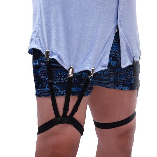 

25 pairs men shirt stays belt with non-slip crease-resistance locking clips keep shirt tucked leg thigh suspender garters strap, Black;white