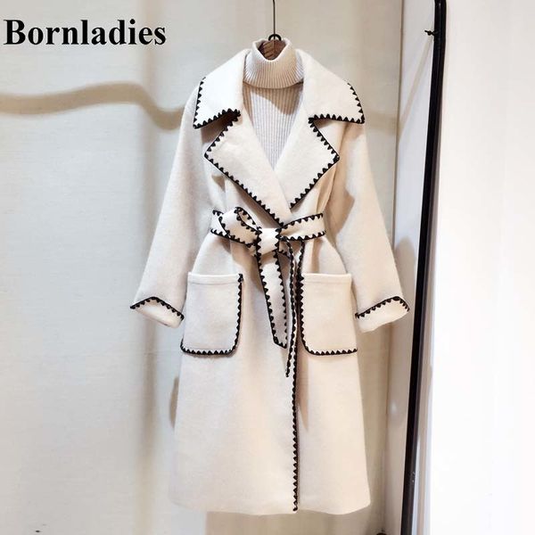 women's wool & blends bornladies winter fashion wavy side embroidery long jacket coat women notched sleeve thick pocket sashes woolen o, Black
women's wool & blends bornladies winter fashion wavy side embroidery long jacket coat women notched sleeve thick pocket sashes woolen o, Black
