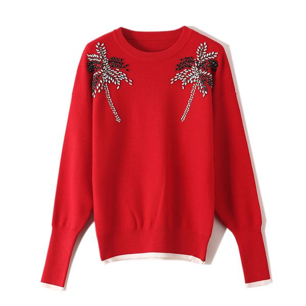 women autumn sweater luxury diamonds florals o-neck patchwork knitted female basic pullover lady's outerwear jumpers, White;black
women autumn sweater luxury diamonds florals o-neck patchwork knitted female basic pullover lady's outerwear jumpers, White;black