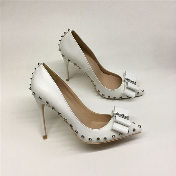 2019 fashion women lady white leather bow spikes rivet poined toes high heels shoes wedding pumps wedding shoes 12cm 10cm, Black
2019 fashion women lady white leather bow spikes rivet poined toes high heels shoes wedding pumps wedding shoes 12cm 10cm, Black