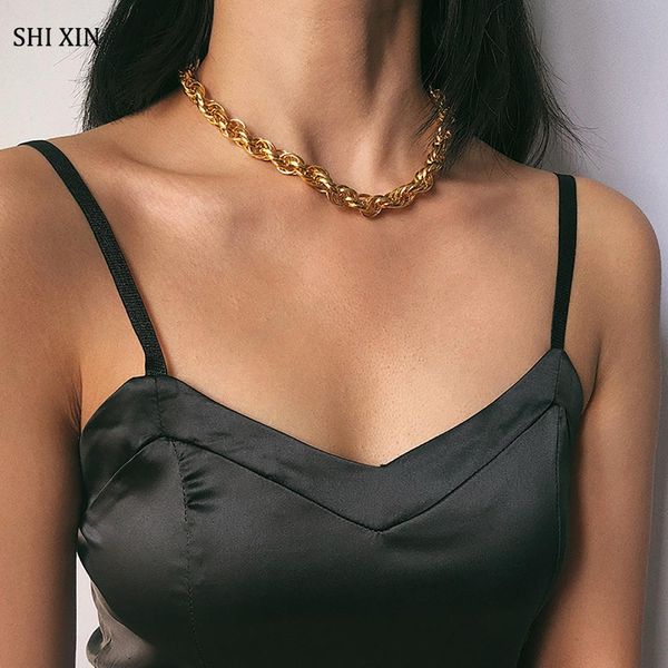 shixin punk twisted chain necklace for women gold short choker necklace collar exaggerated goth fashion collier femme 2019 gifts, Golden;silver
shixin punk twisted chain necklace for women gold short choker necklace collar exaggerated goth fashion collier femme 2019 gifts, Golden;silver