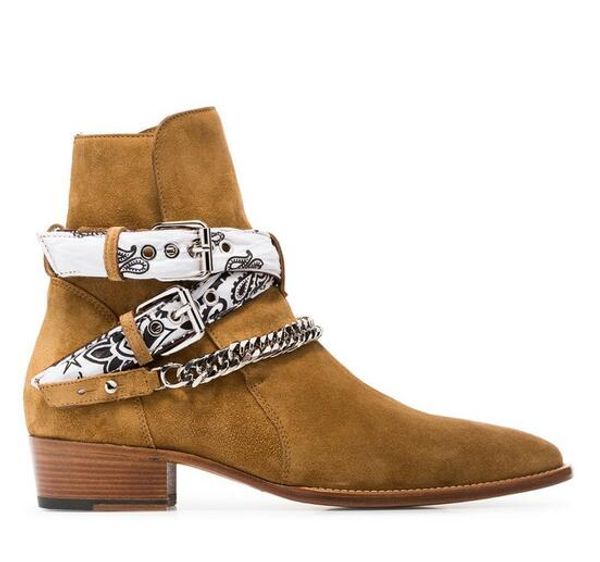 new brand ami ri bandana buckle boots rock roll culture cool suede silver-tone metal curb chain buckles straps low stacked heel boots shoes, Black
new brand ami ri bandana buckle boots rock roll culture cool suede silver-tone metal curb chain buckles straps low stacked heel boots shoes, Black