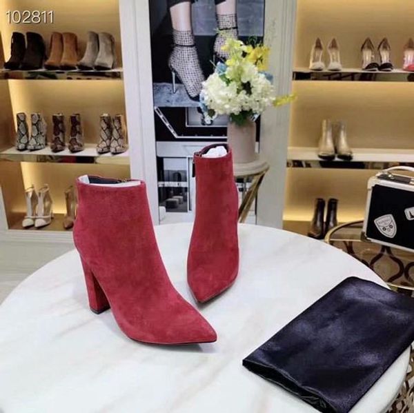 new explosion tips thick with suede booties designer fashion side zipper work women's boots red black brown 8cm35-40
new explosion tips thick with suede booties designer fashion side zipper work women's boots red black brown 8cm35-40