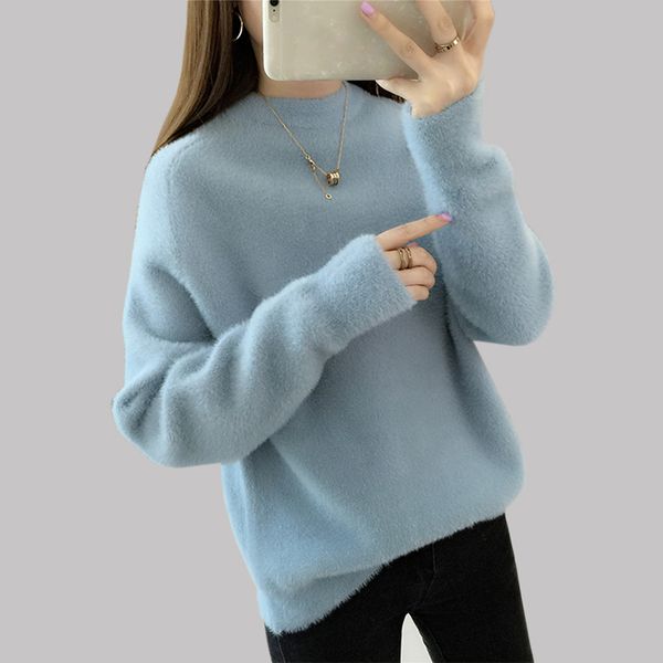 2019 spring and autumn new casual loose thick sweater fashion knitted long sleeve pullovers solid color o-neck sweater women, White;black
2019 spring and autumn new casual loose thick sweater fashion knitted long sleeve pullovers solid color o-neck sweater women, White;black