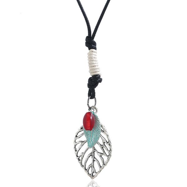 female wax rope sweater chain personalized vintage alloy leaf pendant necklace simple wild temperament jewelry, Silver
female wax rope sweater chain personalized vintage alloy leaf pendant necklace simple wild temperament jewelry, Silver