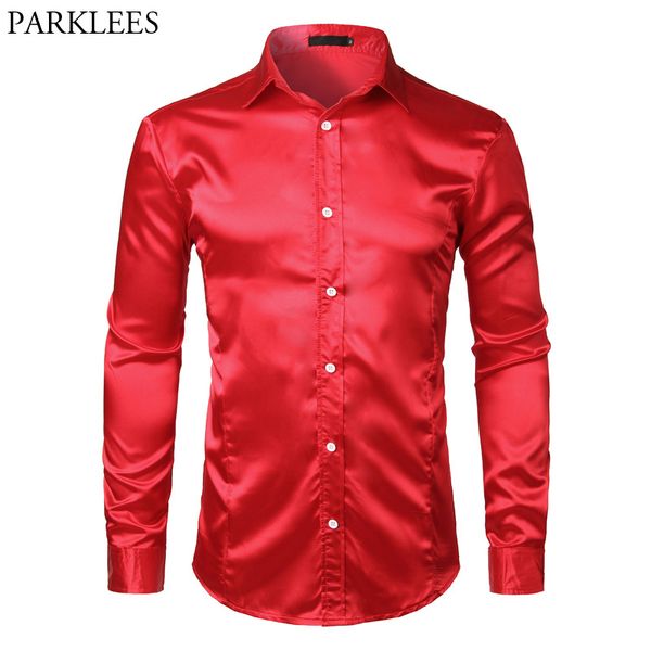 men's slim fit silk satin dress shirts wedding groom stage prom shirt men long sleeve button down shirt male chemise homme red, White;black
men's slim fit silk satin dress shirts wedding groom stage prom shirt men long sleeve button down shirt male chemise homme red, White;black