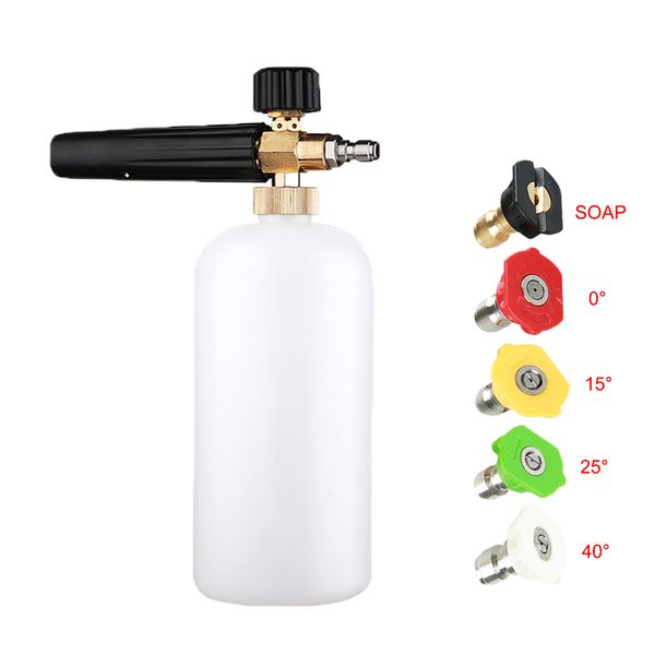 car wash foam gun 1000ml 1/4 quick release foam generator high pressure washer snow lance 5pcs nozzles
car wash foam gun 1000ml 1/4 quick release foam generator high pressure washer snow lance 5pcs nozzles