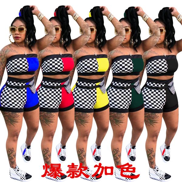 2020 summer selling women's dress matching color chest wrap shorts two-piece set with belt, Black;white
2020 summer selling women's dress matching color chest wrap shorts two-piece set with belt, Black;white