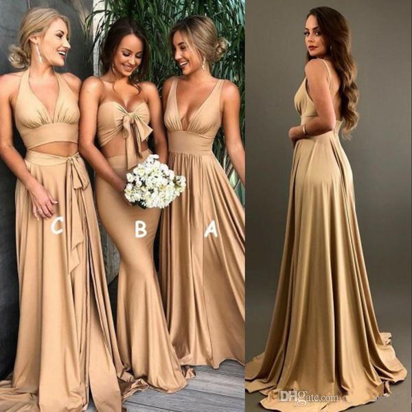 2020 gold bridesmaid dresses with side split a line v neck boho beach wedding guest dresses maid of honor gowns plus size, Blue;red
2020 gold bridesmaid dresses with side split a line v neck boho beach wedding guest dresses maid of honor gowns plus size, Blue;red