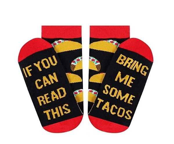 if you can read this bring me some tacos letters for men women luxury designer cartoon food letter sock cotton casual sock couple love gift, Black
if you can read this bring me some tacos letters for men women luxury designer cartoon food letter sock cotton casual sock couple love gift, Black