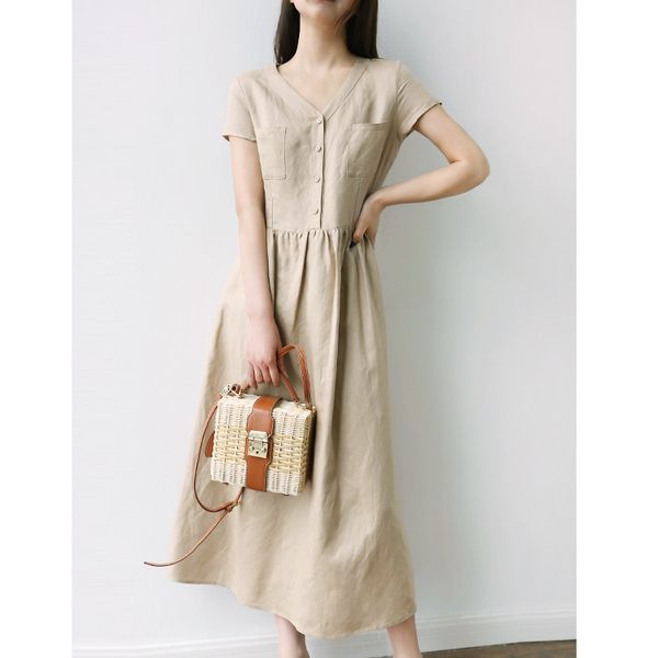 linen dress summer 2020 women's v-neck slim dress women's solid color dress, Black;gray
linen dress summer 2020 women's v-neck slim dress women's solid color dress, Black;gray