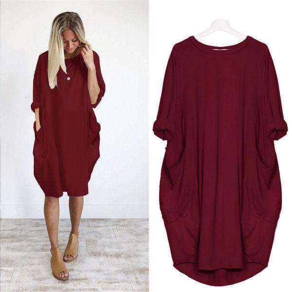 womens oversized midi dress casual autumn spring pocket loose dress ladies crew neck casual long plus size vestido er, Black;gray
womens oversized midi dress casual autumn spring pocket loose dress ladies crew neck casual long plus size vestido er, Black;gray