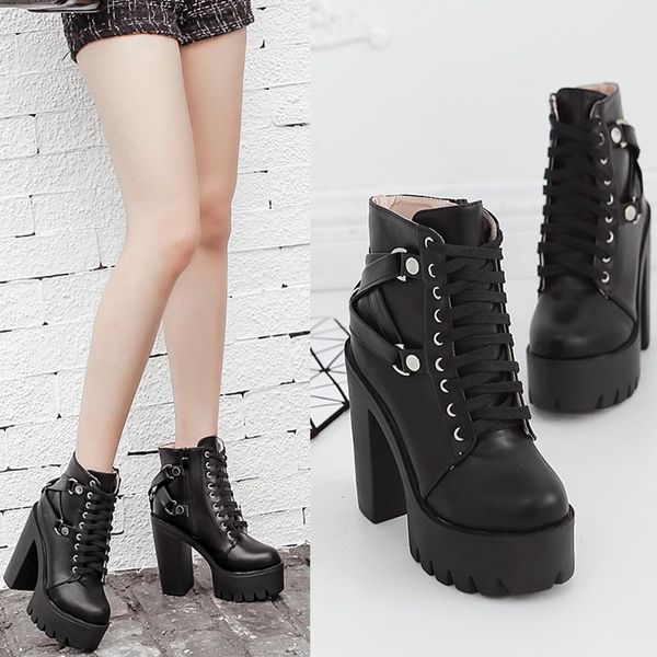 retro women leather boots waterproof platform with thick heel and high heel shoes botas mujer invierno 2019 winter bottes femme, Black
retro women leather boots waterproof platform with thick heel and high heel shoes botas mujer invierno 2019 winter bottes femme, Black