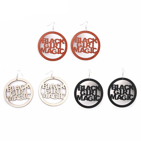 new round wooden earrings hollow letters "black girl magic" eardrop wood charm pendant earrings for women jewelry party gifts, Silver
new round wooden earrings hollow letters "black girl magic" eardrop wood charm pendant earrings for women jewelry party gifts, Silver