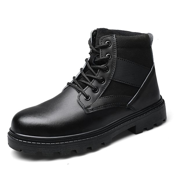 plus size men's casual steel toe caps work safety boots autumn winter platform cow leather shoes worker ankle security botas man, Black 
plus size men's casual steel toe caps work safety boots autumn winter platform cow leather shoes worker ankle security botas man, Black