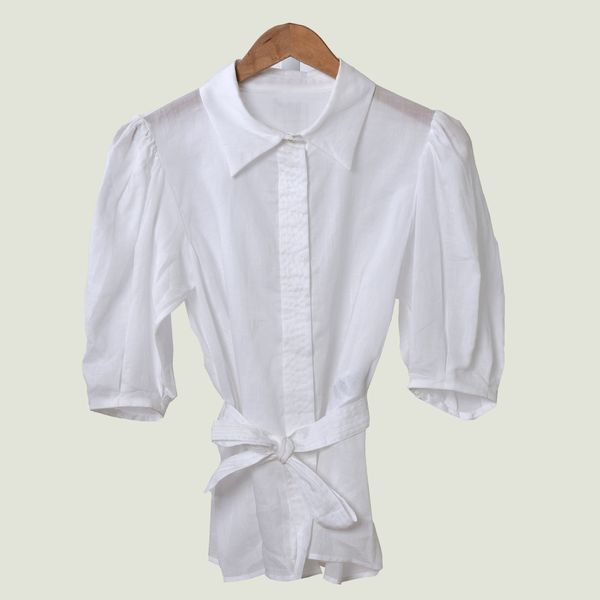 2020 spring summer 3/4 sleeve lapel neck white pure color belted blouse women fashion shirt w0615017
2020 spring summer 3/4 sleeve lapel neck white pure color belted blouse women fashion shirt w0615017