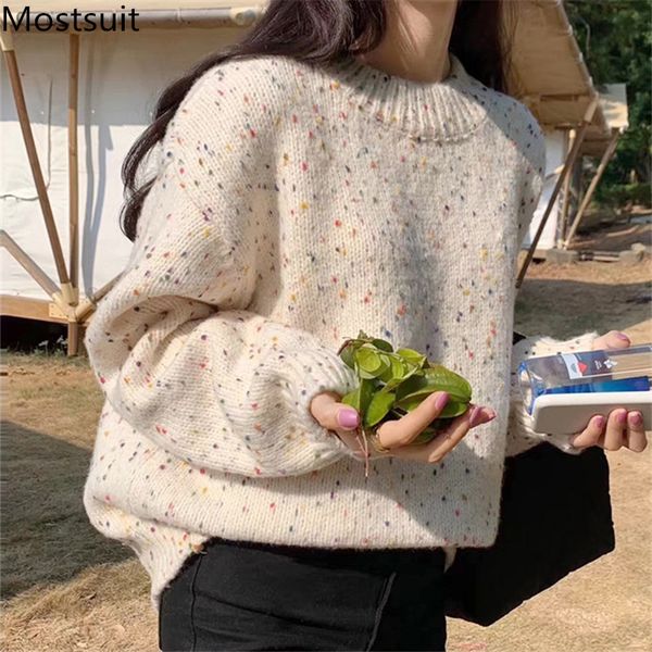 rainbow dot jacquard thicken winiter knitting sweater pullover women long sleeve o-neck casual korean fashion loose sweater, White;black
rainbow dot jacquard thicken winiter knitting sweater pullover women long sleeve o-neck casual korean fashion loose sweater, White;black