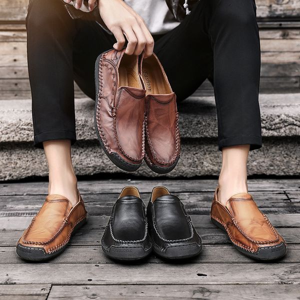 2019 new style men's shoes men's casual shoes genuine leather handmade business leather cowhide fashion wear-resista, Black
2019 new style men's shoes men's casual shoes genuine leather handmade business leather cowhide fashion wear-resista, Black