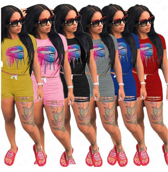 new women tracksuit solid color designer two piece outfits short sleeves lips print t shirt ripple hole shorts sets summer sport suit d63008, White
new women tracksuit solid color designer two piece outfits short sleeves lips print t shirt ripple hole shorts sets summer sport suit d63008, White