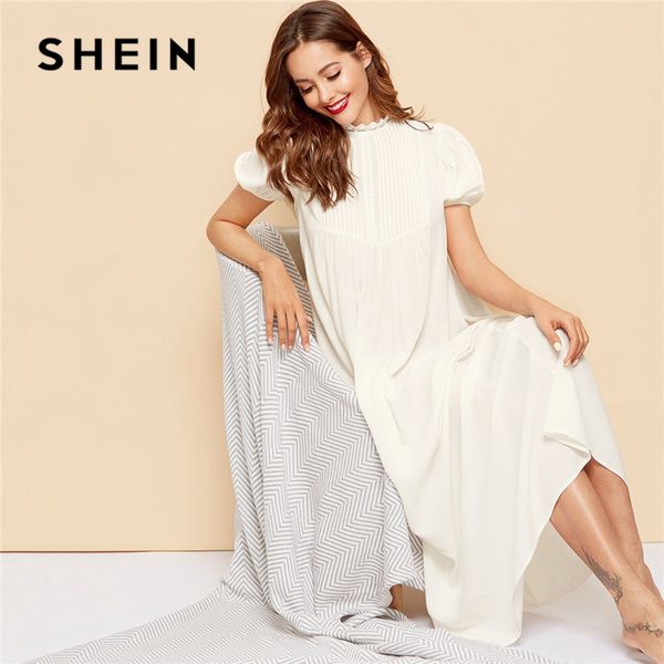 shein lace detail pleated yoke puff sleeve night dress women summer white stand collar maxi nightgown lady casual sleep wear, Black;red
shein lace detail pleated yoke puff sleeve night dress women summer white stand collar maxi nightgown lady casual sleep wear, Black;red