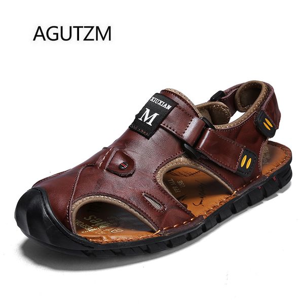 agutzm 62523 new fashion toe cap style summer men's sandals shoes split leather rubber sole soft comfortable size : 38 - 44, Black
agutzm 62523 new fashion toe cap style summer men's sandals shoes split leather rubber sole soft comfortable size : 38 - 44, Black