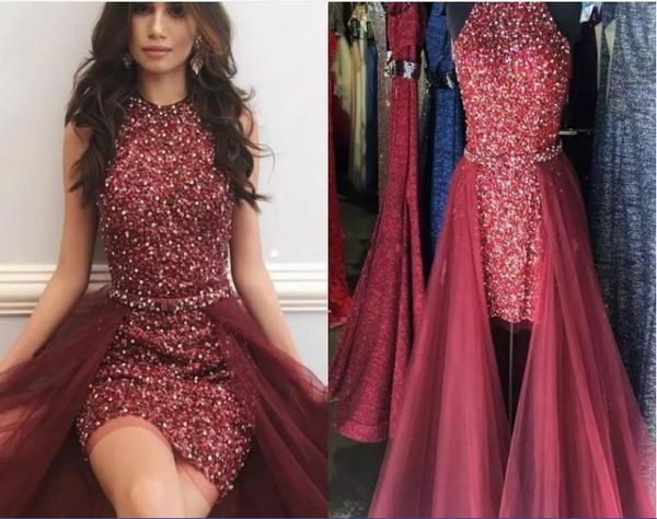 major beading short prom dresses 2018 jewel neck sleeveless crystal beading over skirt cocktail party dresses hi_lo sheath homecoming dress, Red
major beading short prom dresses 2018 jewel neck sleeveless crystal beading over skirt cocktail party dresses hi_lo sheath homecoming dress, Red