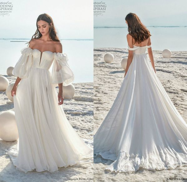 boho a line wedding dresses strapless long sleeves high-split ruffles chiffon lace wedding dress court train custom made robes de mariée, White
boho a line wedding dresses strapless long sleeves high-split ruffles chiffon lace wedding dress court train custom made robes de mariée, White