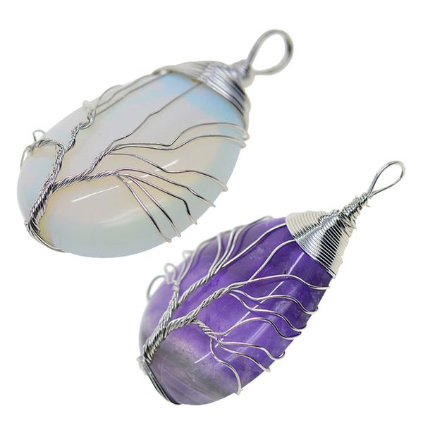 gorgeous wire wrapped tree of life natural gemstone teardrop pendant necklace crystal jewelry making charms for women - 2 styles, Black
gorgeous wire wrapped tree of life natural gemstone teardrop pendant necklace crystal jewelry making charms for women - 2 styles, Black