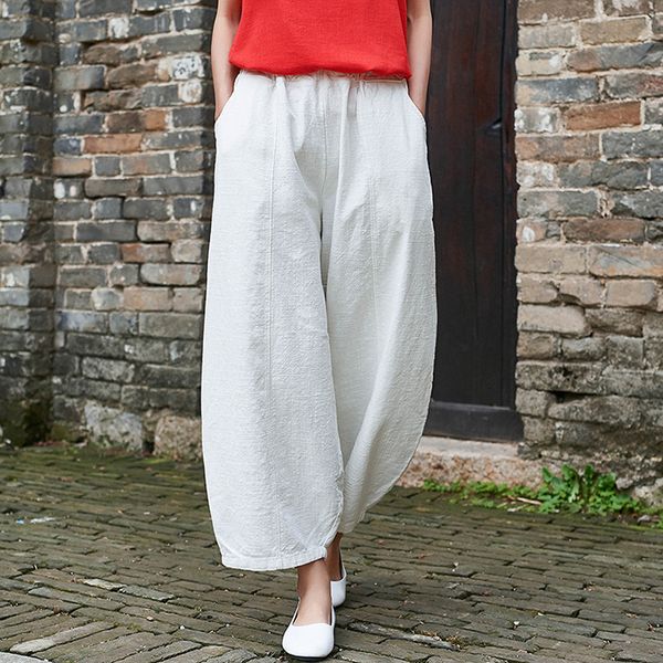 aransue ninetee pantalones spring and summer ramie trousers female chinese style plus size pants, Black;white
aransue ninetee pantalones spring and summer ramie trousers female chinese style plus size pants, Black;white