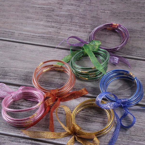 5pcs/set new arrival silicone ribbon glitter bangles set for women all weather stack silicone plastic glitter jelly bangles, Black
5pcs/set new arrival silicone ribbon glitter bangles set for women all weather stack silicone plastic glitter jelly bangles, Black