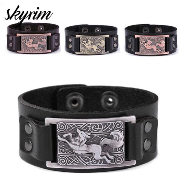 skyrim teen wolf leather bracelets viking wolf totem metal crafts connector charms adjustable wristband cuff leather bracelets, Black
skyrim teen wolf leather bracelets viking wolf totem metal crafts connector charms adjustable wristband cuff leather bracelets, Black