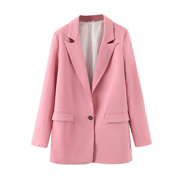women pink suit blazer single button female long sleeve elegant jacket ladies work wear blazer formal suits, White;black
women pink suit blazer single button female long sleeve elegant jacket ladies work wear blazer formal suits, White;black