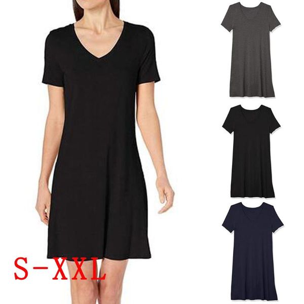 2020 summer tshirt dress women short sleeve solid knee dress casual loose clothes vestidos party dresses plus size s-xxl#g4, Black;gray
2020 summer tshirt dress women short sleeve solid knee dress casual loose clothes vestidos party dresses plus size s-xxl#g4, Black;gray