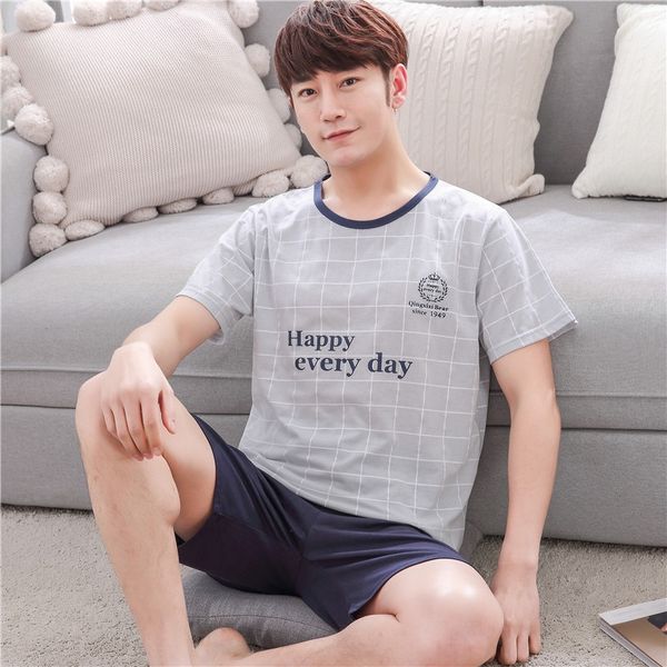cotton short-sleeved fat large size plus fat men's pajamas pajamas loose casual summer youth thin suit, Blue;red
cotton short-sleeved fat large size plus fat men's pajamas pajamas loose casual summer youth thin suit, Blue;red