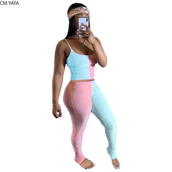 two piece dress cm.yaya women patchwork spaghetti strap tank stacked bell bottom jogger sweatpants suit sport set matching, White
two piece dress cm.yaya women patchwork spaghetti strap tank stacked bell bottom jogger sweatpants suit sport set matching, White