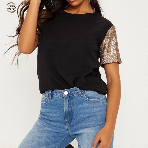 summer t shirt for women 2019 new fashion sequin patchwork t shirt casual loose o neck tunic tees plus size, White
summer t shirt for women 2019 new fashion sequin patchwork t shirt casual loose o neck tunic tees plus size, White