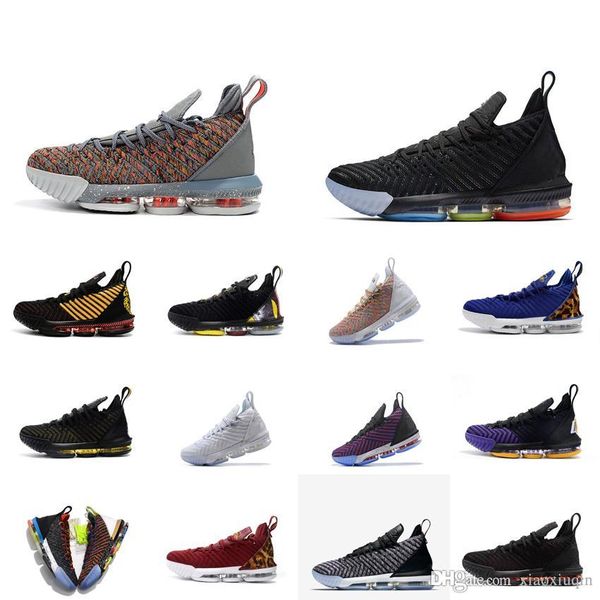 

Lebron 16 basketball shoes for mens Black Gold Red Purple Leopard Promise Agimat Grey youth kids sneakers boots with box size 7 12