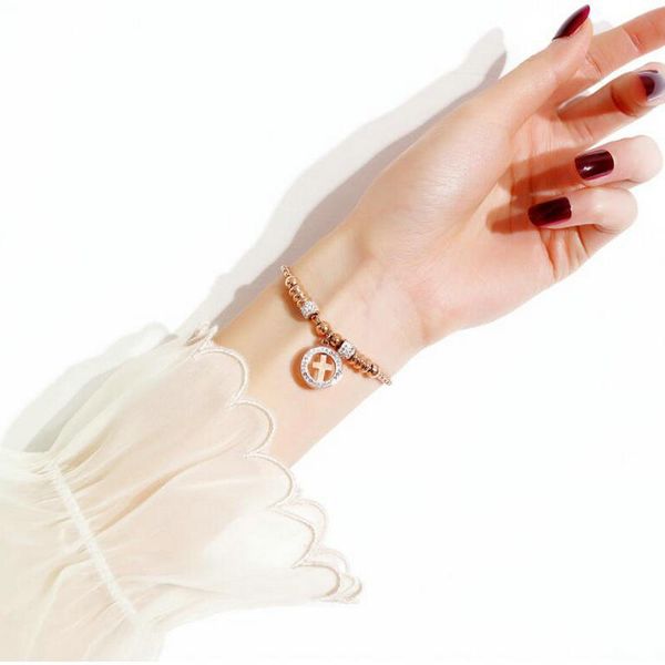 women's stainless steel bracelet fashionable and simple wild bracelet cross, Black 
women's stainless steel bracelet fashionable and simple wild bracelet cross, Black