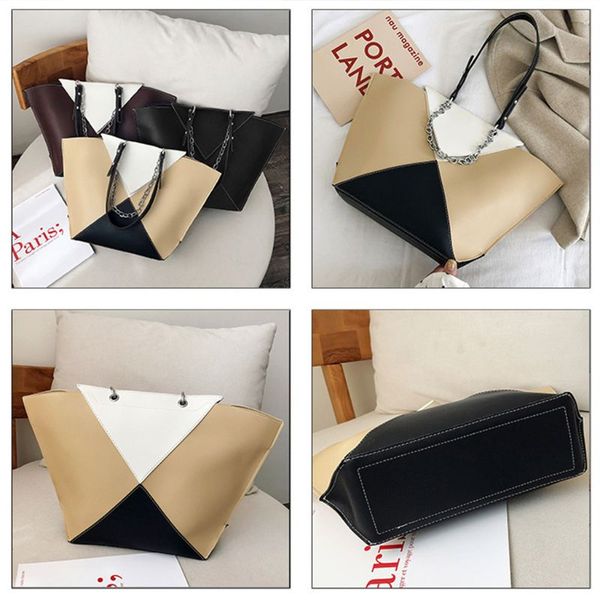 fashion ladies versatile shoulder bag large capacity hit color tote bags x7xc