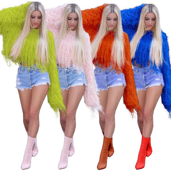 vogue women round neck sweater handmade tassel ladies solid color short pullover show dance party chic fashion, White;black
vogue women round neck sweater handmade tassel ladies solid color short pullover show dance party chic fashion, White;black