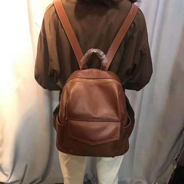women backpack quality cowhide leather backpack natural casual solid school bag for teenage girl travel shoulder bags
women backpack quality cowhide leather backpack natural casual solid school bag for teenage girl travel shoulder bags