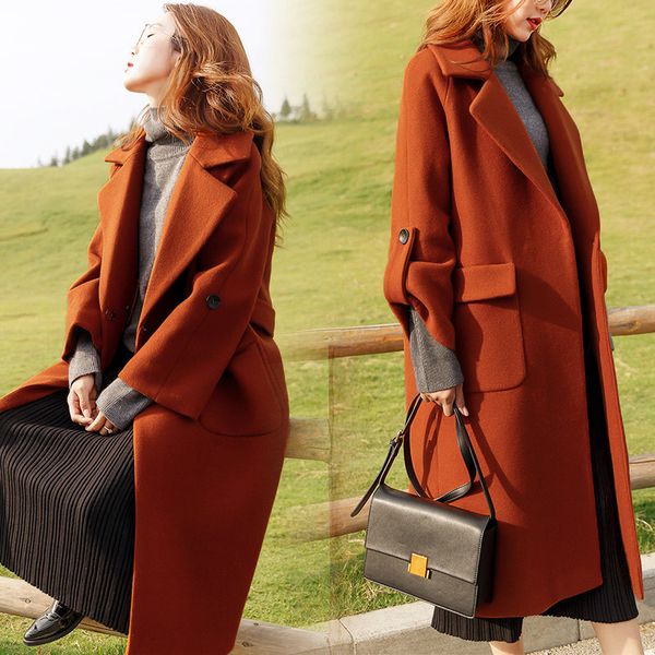 2018 new autumn and winter woolen coat women large size loose thin long section over the knee leisure, Black
2018 new autumn and winter woolen coat women large size loose thin long section over the knee leisure, Black
