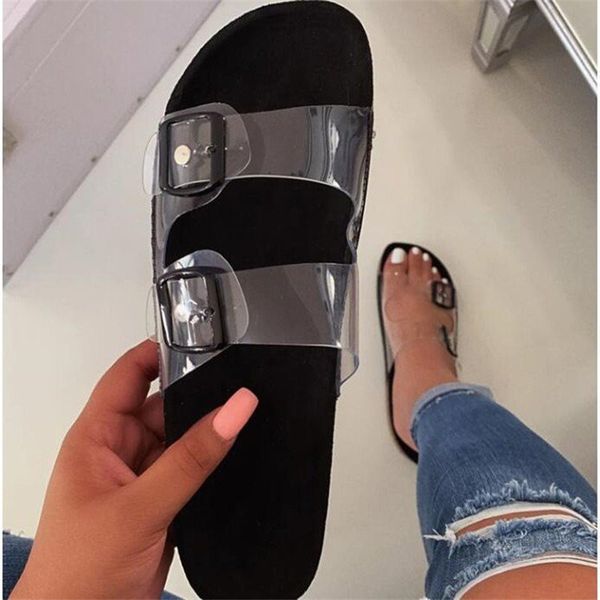 women slippers summer transparent clear casual buckle flat slippers slides outside beach sandalias mujer flip flops women shoes, Black
women slippers summer transparent clear casual buckle flat slippers slides outside beach sandalias mujer flip flops women shoes, Black