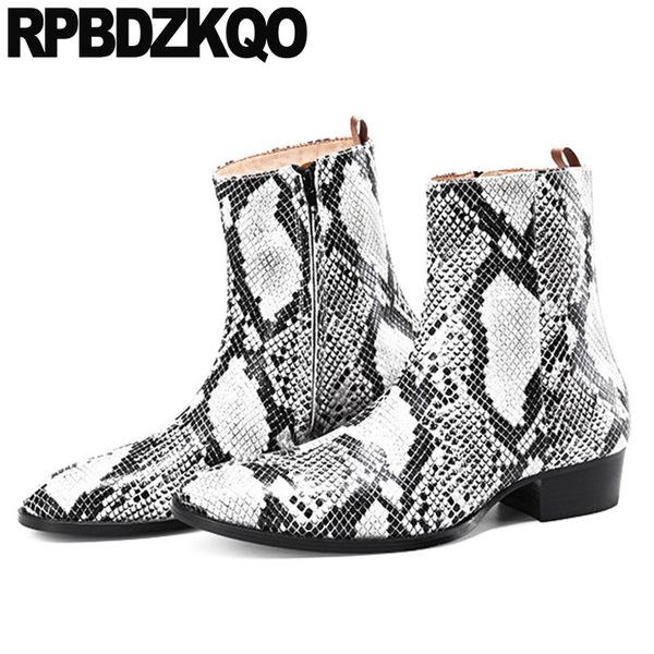 men shoes autumn stylish full grain leather boots chunky plus size booties fall pointed toe genuine snakeskin zipper high, Black
men shoes autumn stylish full grain leather boots chunky plus size booties fall pointed toe genuine snakeskin zipper high, Black