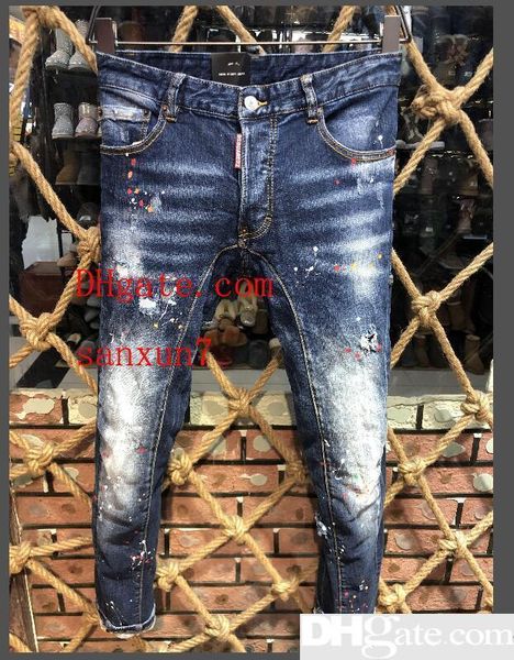 new style brand d men s denim jean fashion classic ripped pants holes d2 jeans motorcycle men biker jeans causal trousers, Blue
new style brand d men s denim jean fashion classic ripped pants holes d2 jeans motorcycle men biker jeans causal trousers, Blue