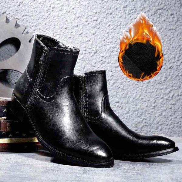winter boots men shoes high genuine leather men boots with zipper fur fashion pointed toe motorcycle boot, Black
winter boots men shoes high genuine leather men boots with zipper fur fashion pointed toe motorcycle boot, Black