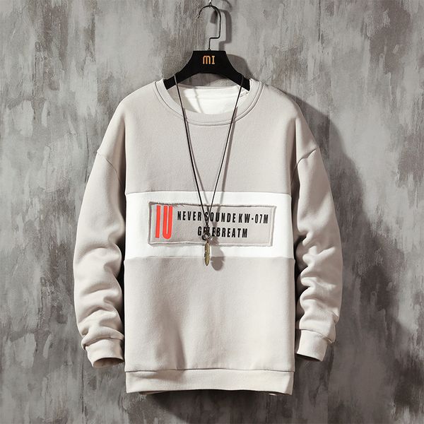 fashion men's hoodie loose casual pattern printing round-neck hoodie men's sports hip hop loose-fit hoody cotton spring autumn, Black