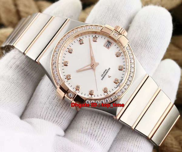 38mm co-axial chronometer cal.8500 automatic mens watch 123.25.38.21.52.001 diamonds bezel silver dial pink gold two-tone steel strap, Slivery;brown
38mm co-axial chronometer cal.8500 automatic mens watch 123.25.38.21.52.001 diamonds bezel silver dial pink gold two-tone steel strap, Slivery;brown