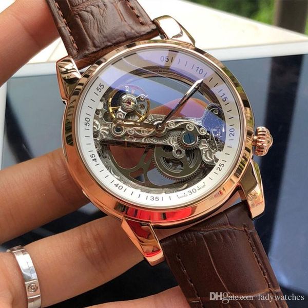 new mens hollow mechanical watch automatic movement mineral tempered glass casual sports leather strap 43mm 12mm with box x240, Slivery;brown
new mens hollow mechanical watch automatic movement mineral tempered glass casual sports leather strap 43mm 12mm with box x240, Slivery;brown